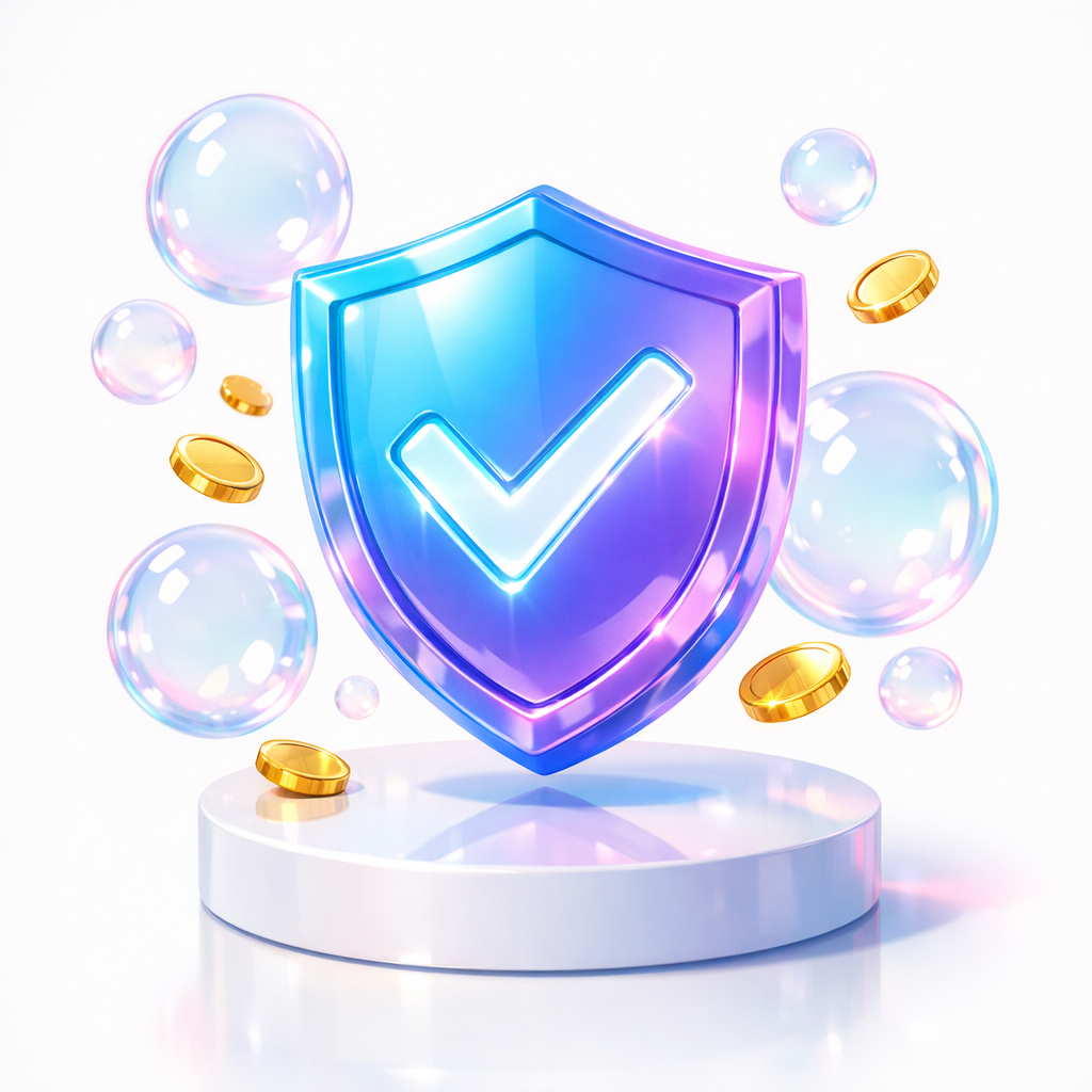 체크마크가 있는 3D 방패 이미지